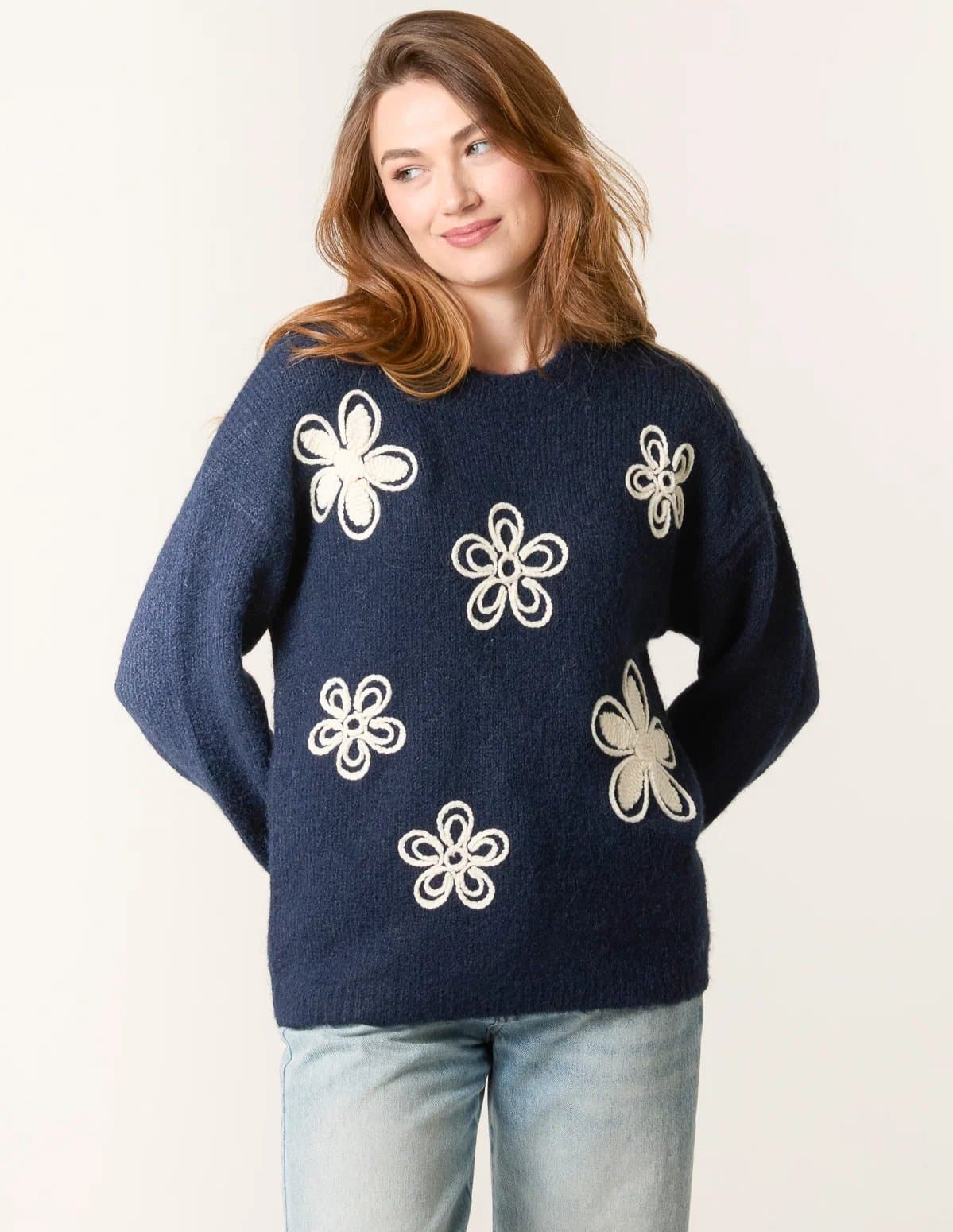 Blue Vanilla Jumper With Embroidered Flowers