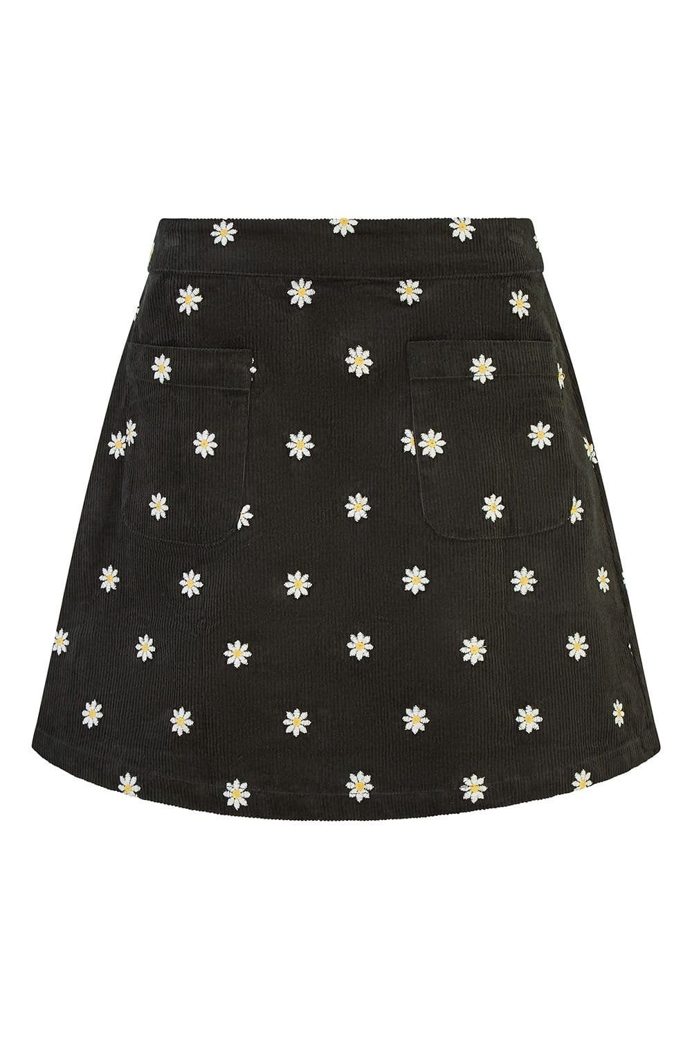 Yumi Yumi Women's Black Corduroy Embroidered Daisy Mini Skirt - 4