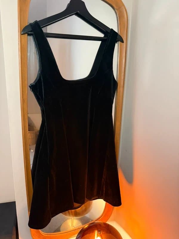 New Look New look black mini skater dress velvet