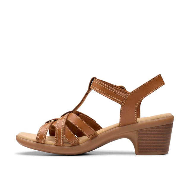 Clarks Clarks Women's Emily2 Rose Tan Leather Heeled Sandals in Brown - 2
