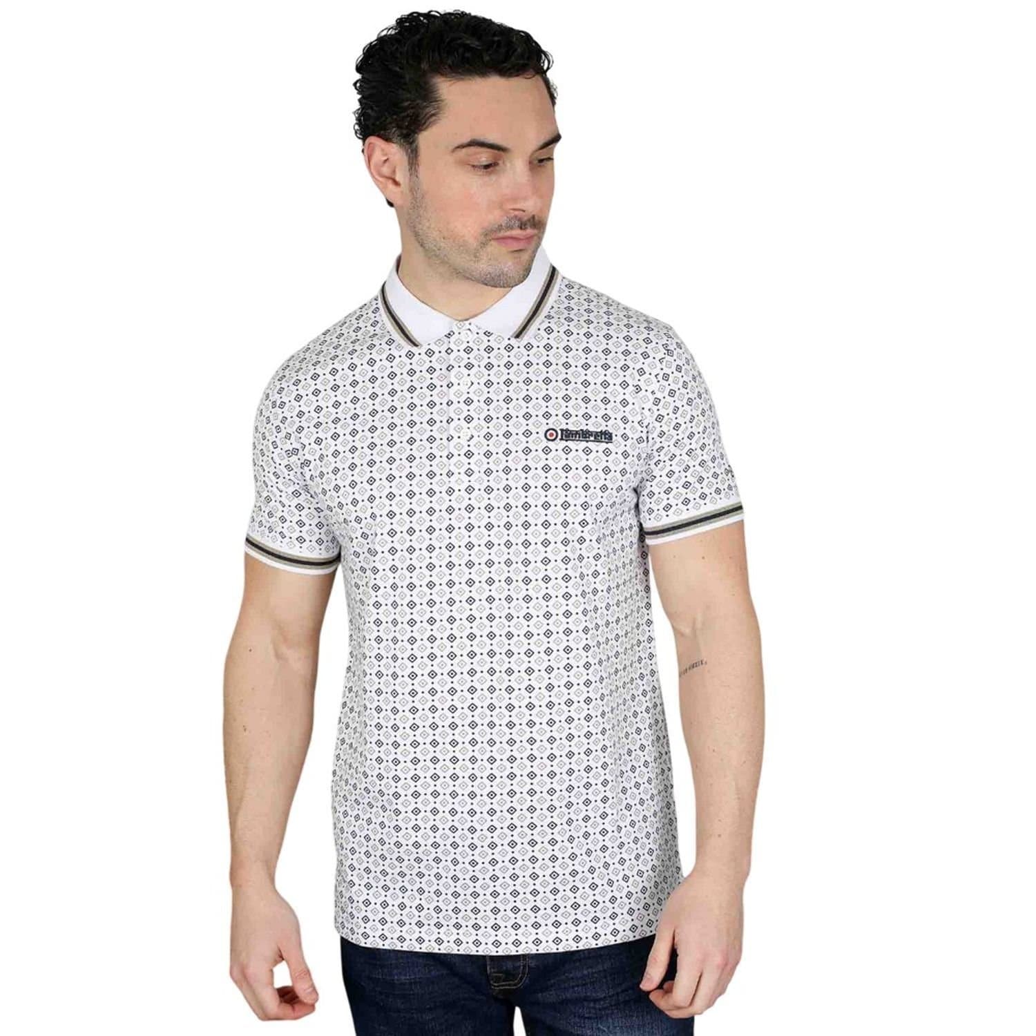 Lambretta Lambretta Men's SS25 Geometric Polo Shirt in White