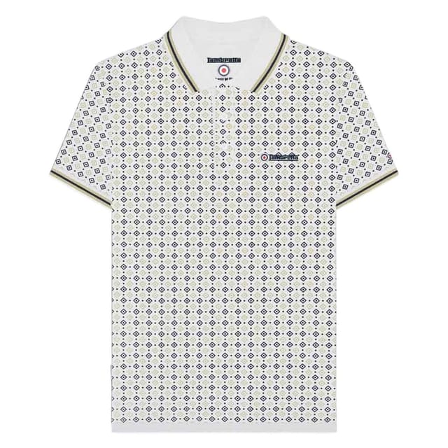 Lambretta Lambretta Men's SS25 Geometric Polo Shirt in White - 2