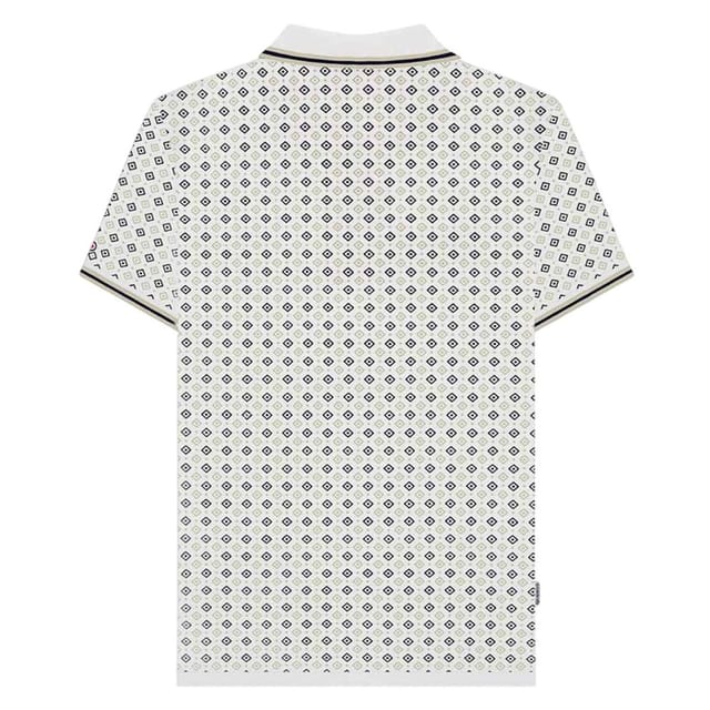 Lambretta Lambretta Men's SS25 Geometric Polo Shirt in White - 3