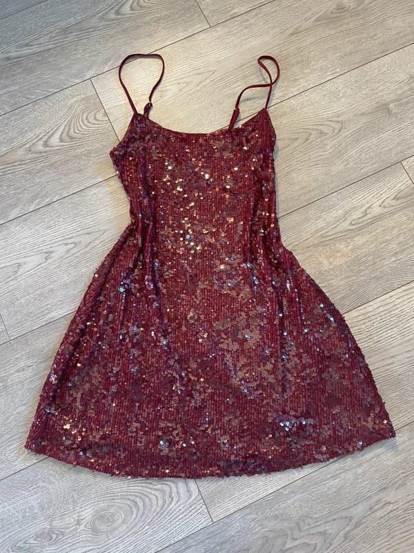 Bershka Bershka burgandy sequin dress Size XS