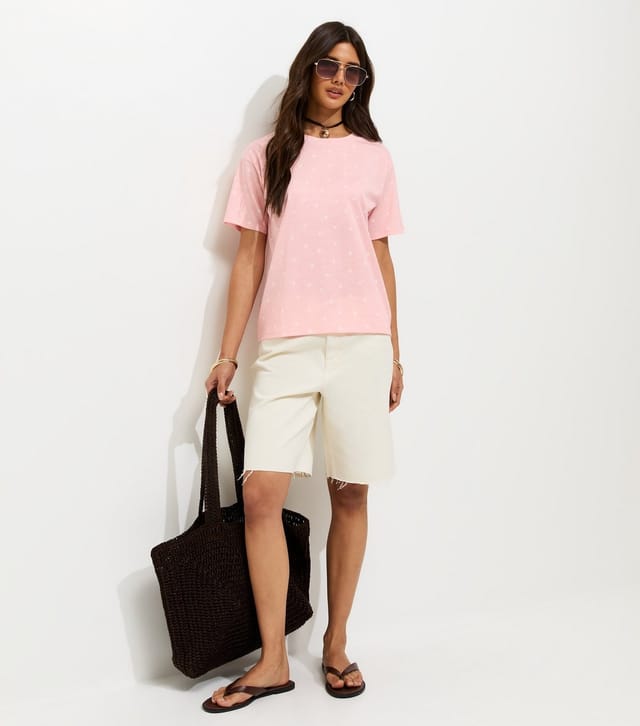 New Look Women's Pink Ditsy Floral Print T-Shirt New Look - 3