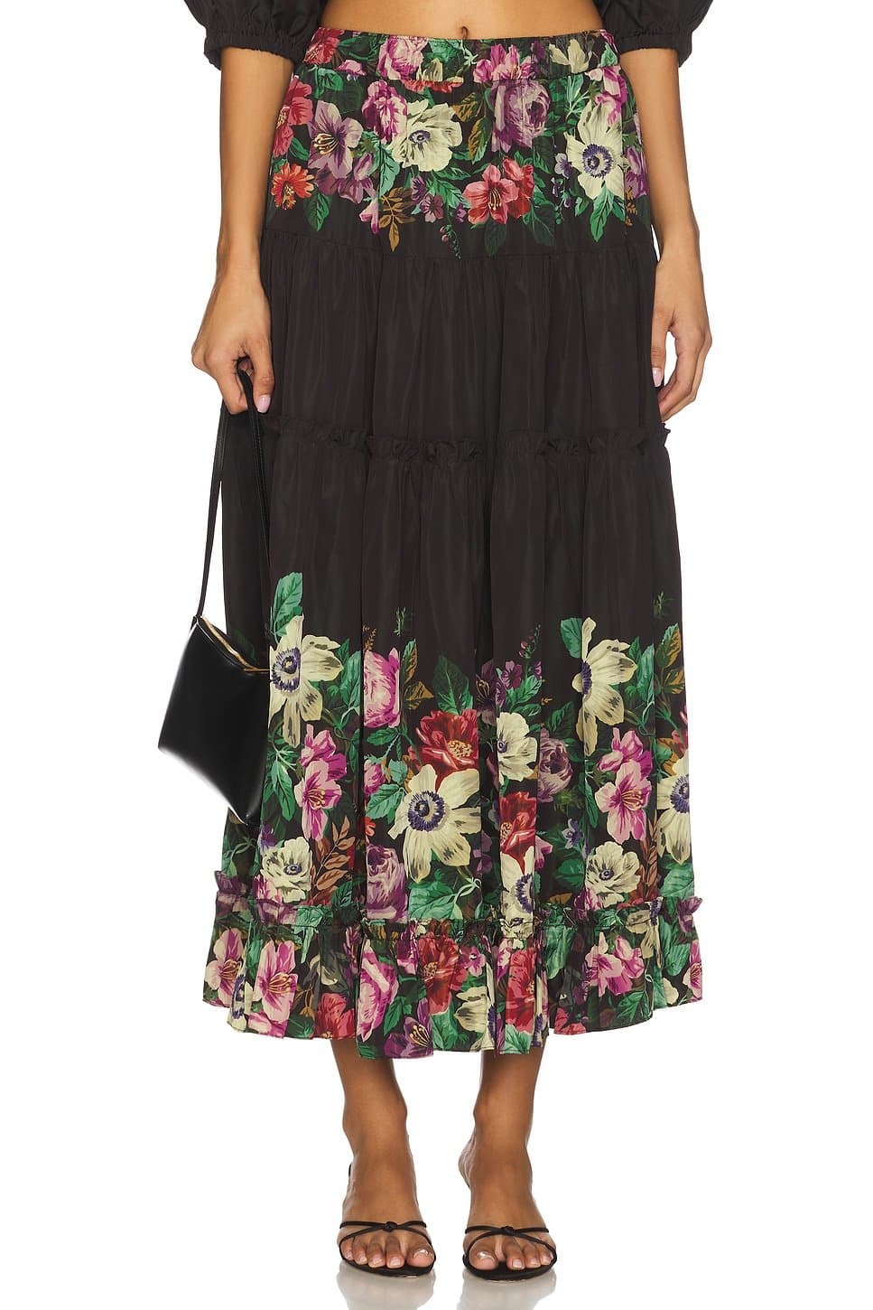 revolve Revolve Floral Print Midi Skirt in Multi