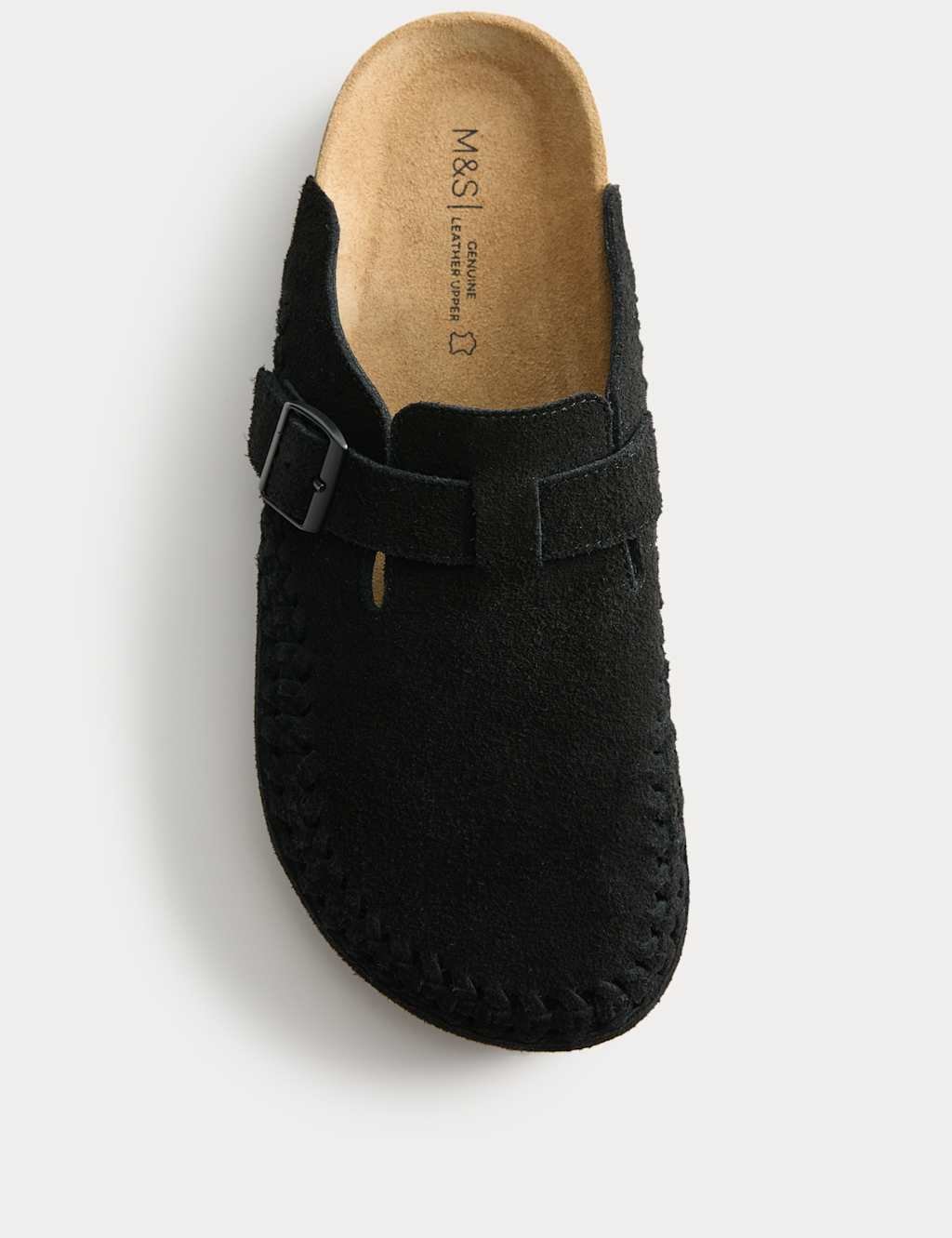 Marks & Spencer M&S Woven Suede Corkbed Mule Sandals Black - 2