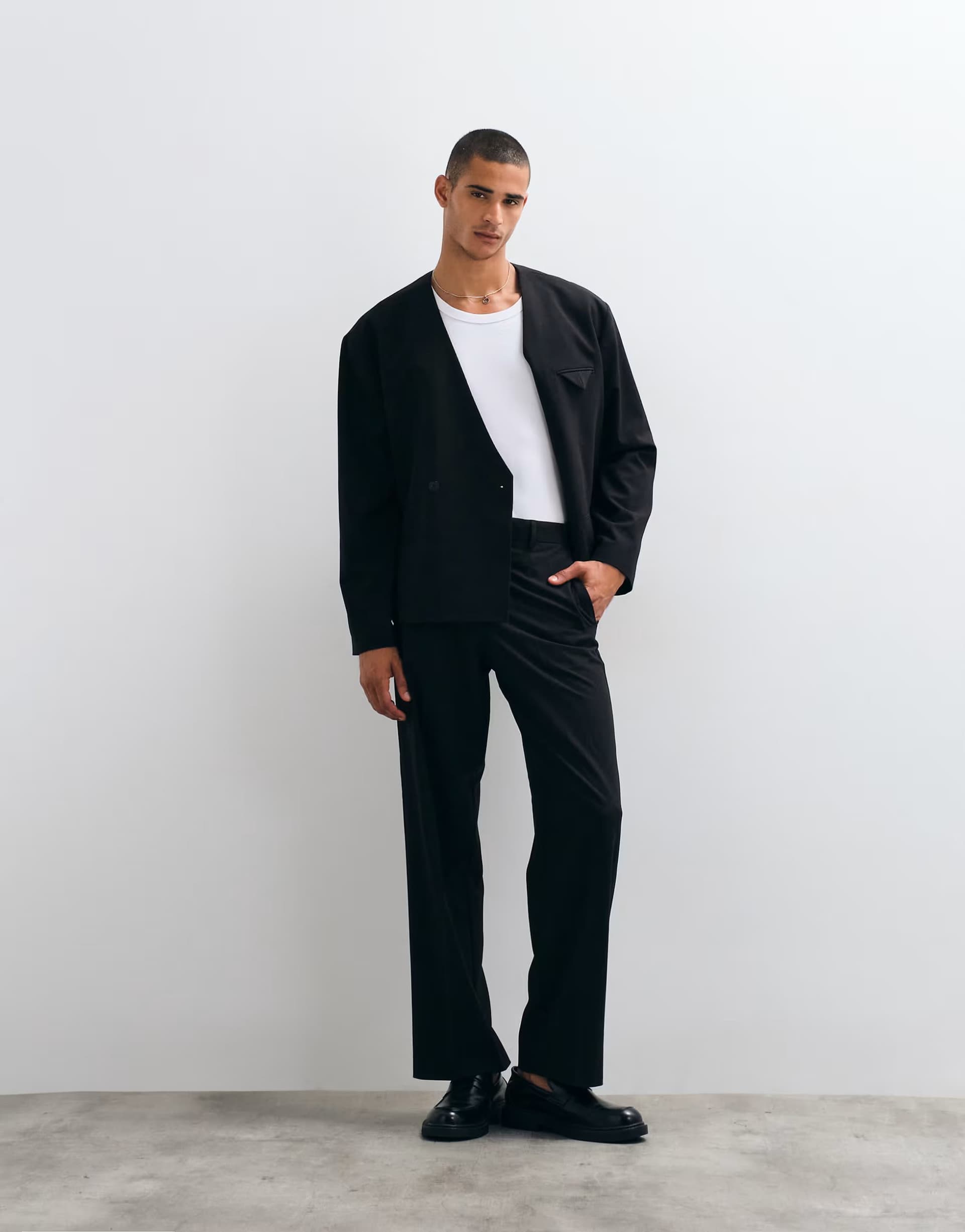 ASOS ASOS DESIGN wide suit trouser in black twill