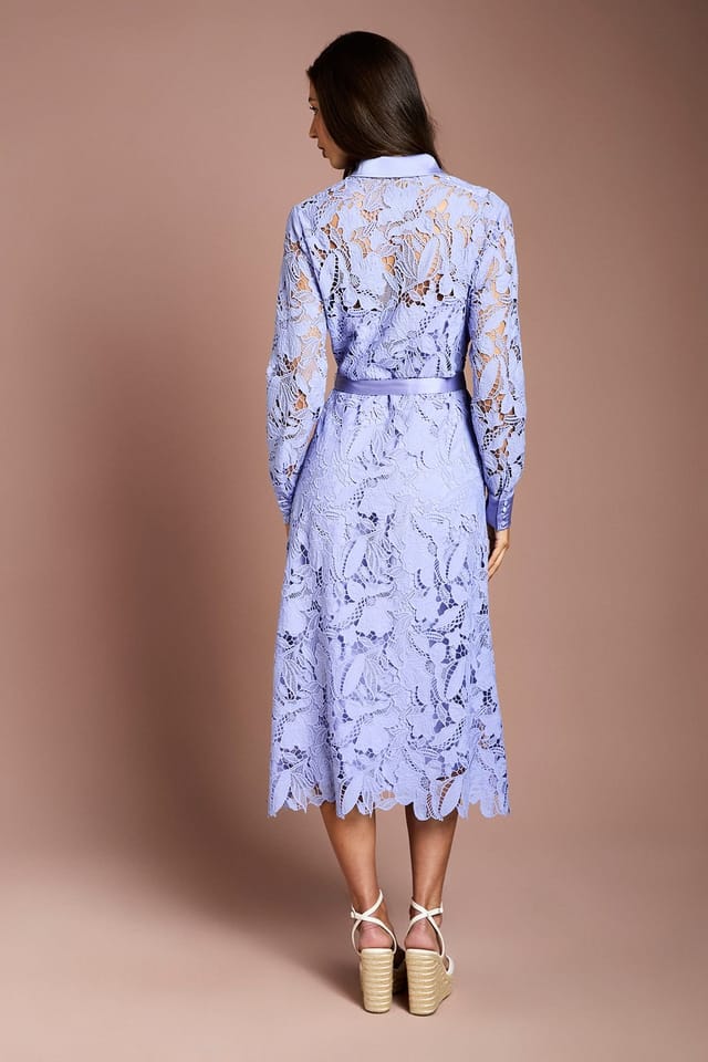 Coast Coast Women's Lace Shirt Dress in Cornflower - 3