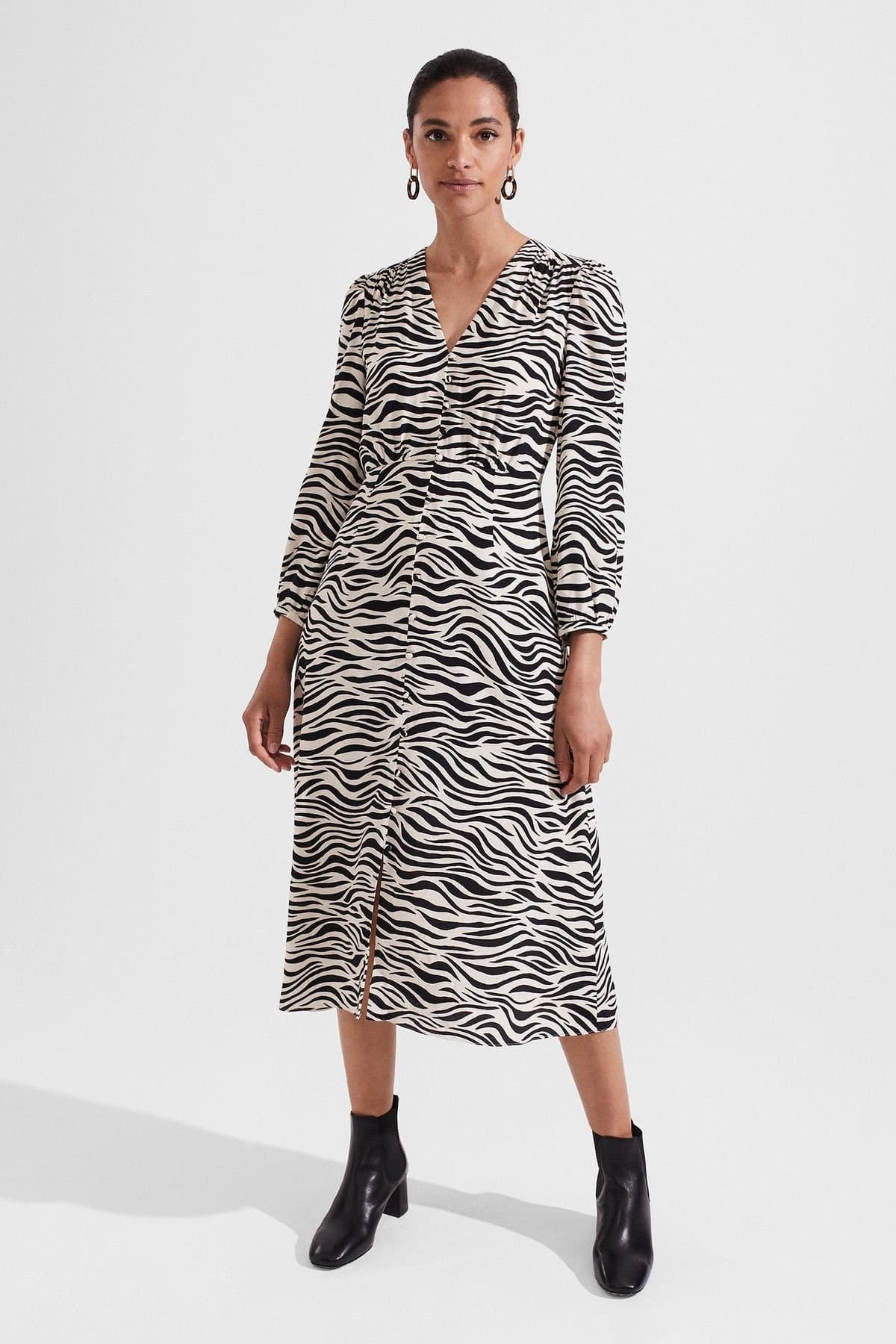 Hobbs London Hobbs London Women's Indria V-Neck Midi Dress in Ivory