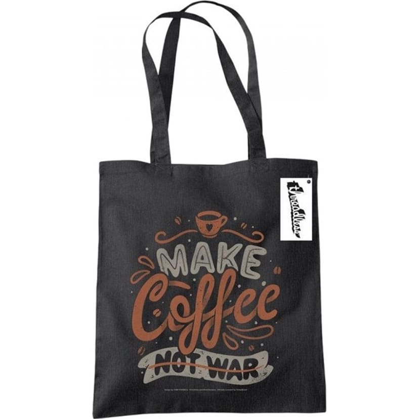 Tobe Fonseca Tobe Fonseca Men's Make Coffee Not War Tote Bag in Black - 1
