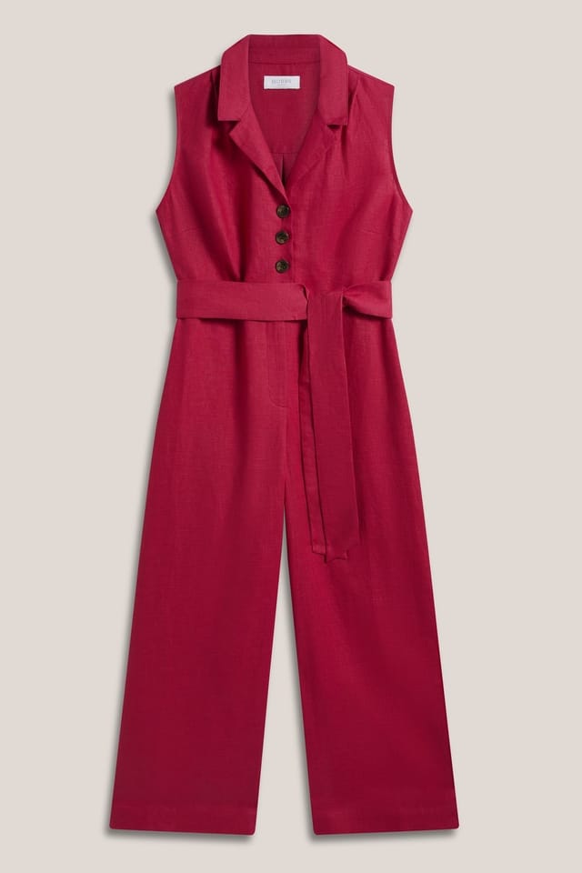 Hobbs London Hobbs London Women's Destiny Collared Linen Jumpsuit in Cerise - 2