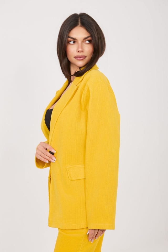 Love Lace Love Lace Women's Casual Cotton Corduroy Blazer for Work in Yellow - 2
