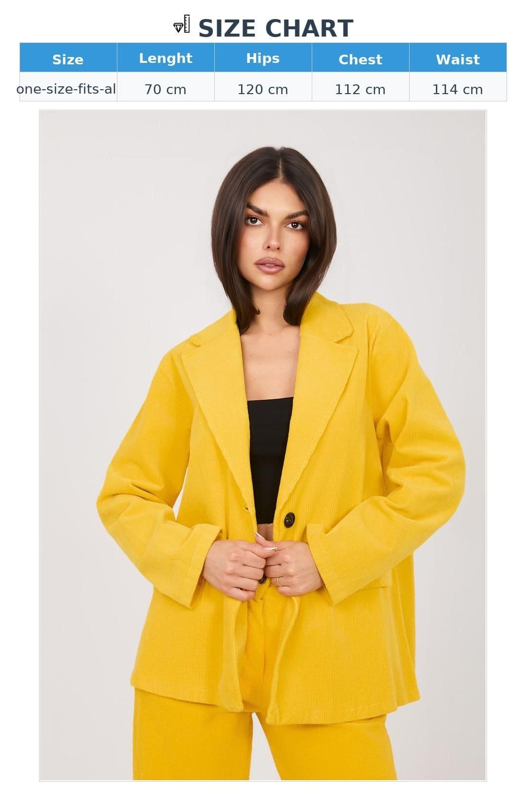 Love Lace Love Lace Women's Casual Cotton Corduroy Blazer for Work in Yellow - 4