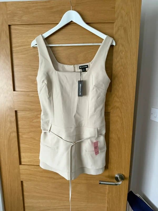 PLT PLT Beige Skort Playsuit with Belt