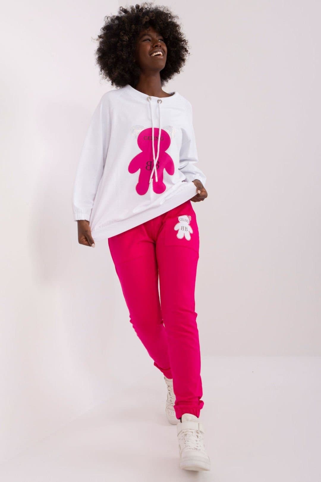Love Lace Love Lace Women's Teddy Bear Sweatshirt & Pants Set in Pink