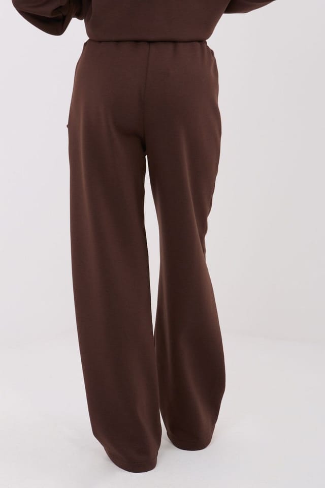 Love Lace Love Lace Women's High Waisted Wide Leg Sweatpants with Tie in Brown - 3