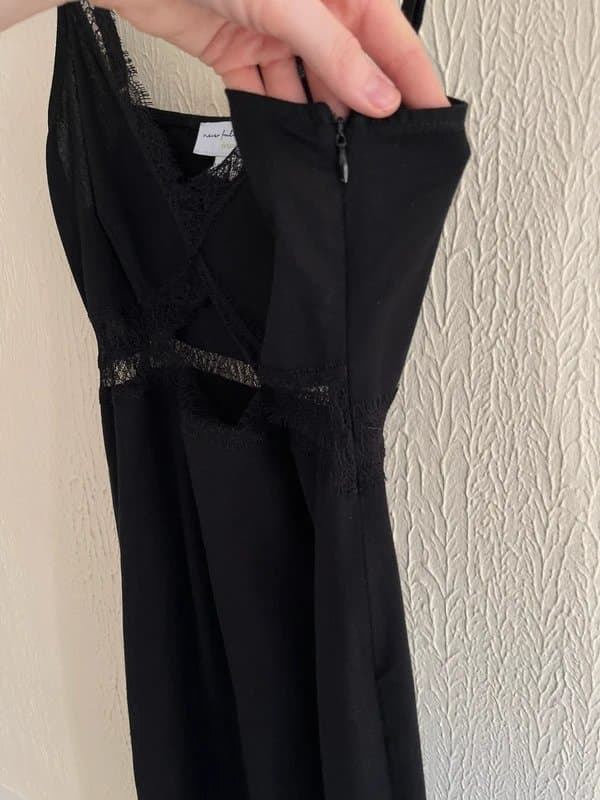 Never Fully Dressed Never fully dressed Black linen Mimi dress size UK 12