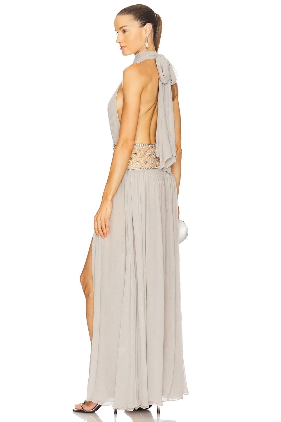 Revolve Silver Cloud Embellished Evening Gown