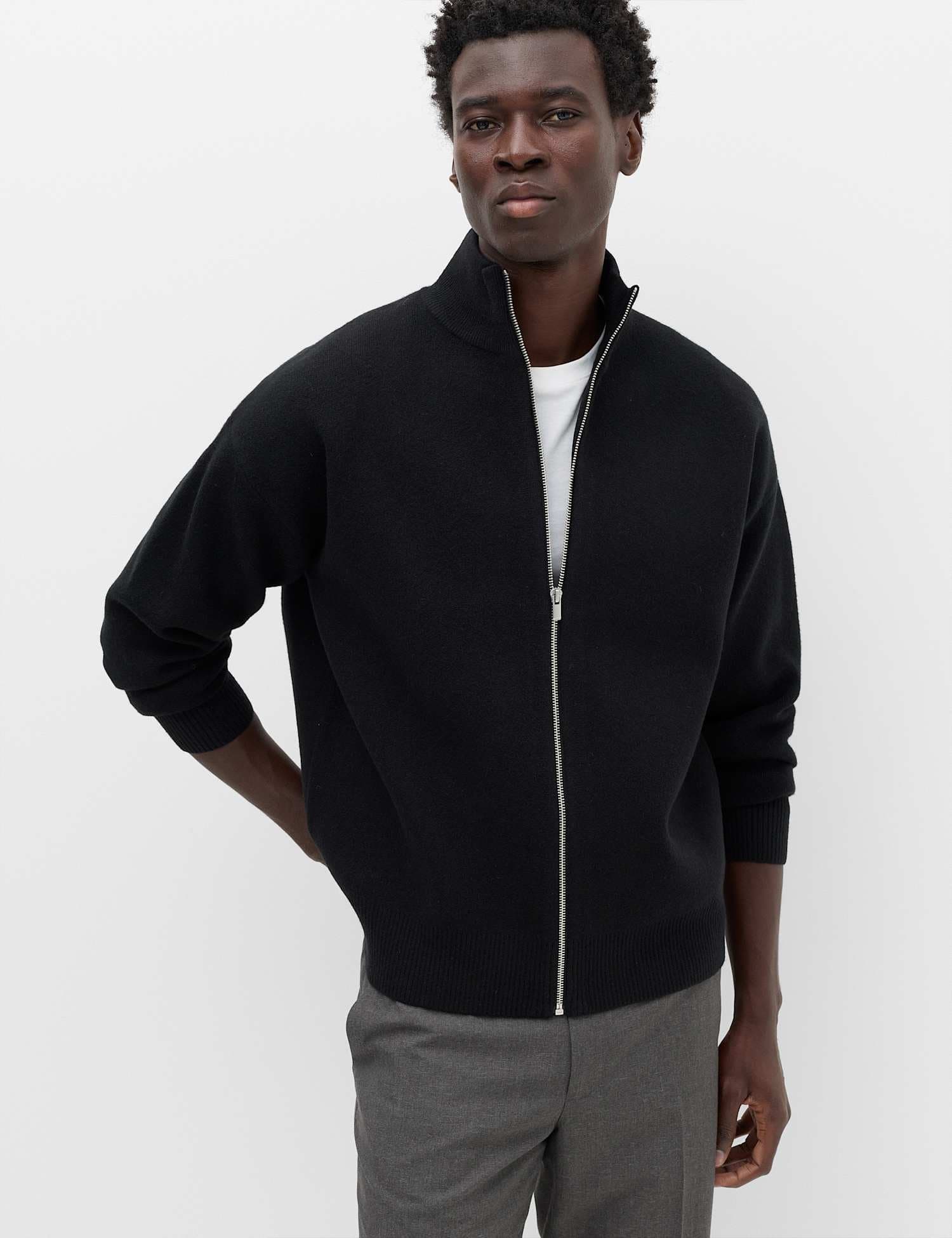Marks & Spencer M&S Relaxed Fit Zip Through Funnel Neck Jacket Black