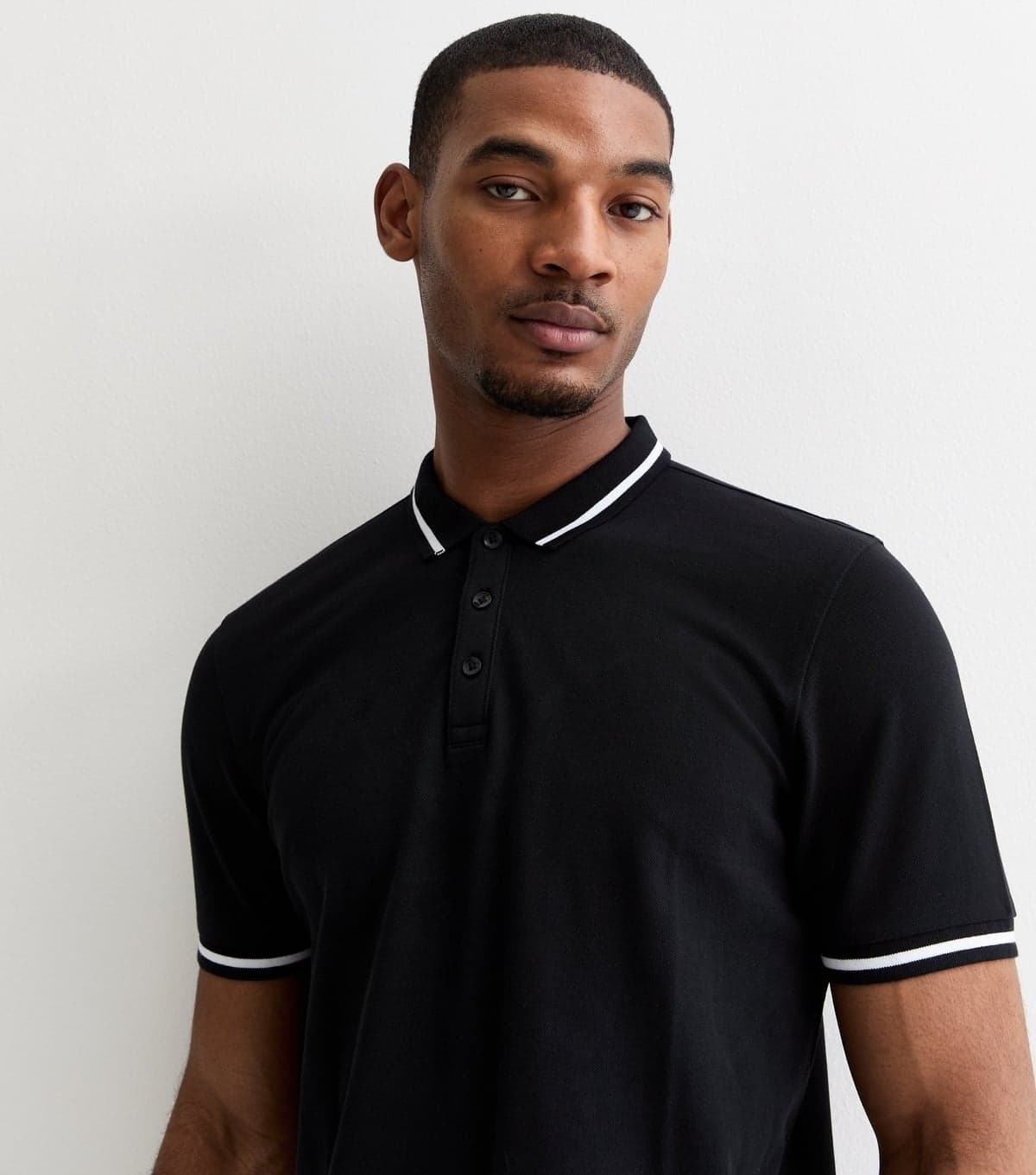 New Look New Look Black Contrast Trim Polo Top