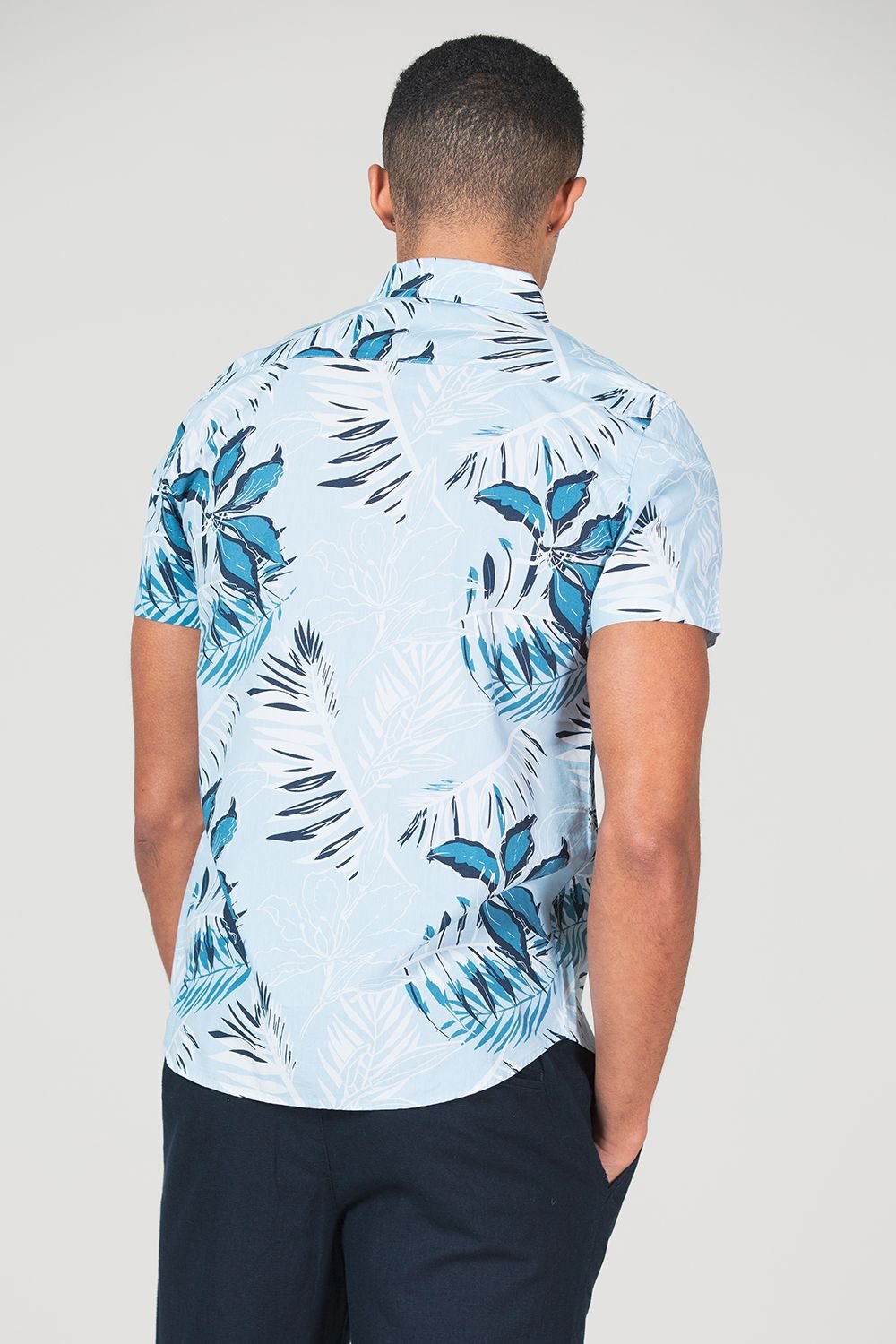 Tokyo Laundry Tokyo Laundry Men's Cotton Short Sleeve Button-Up Printed Shirt in Blue - 2