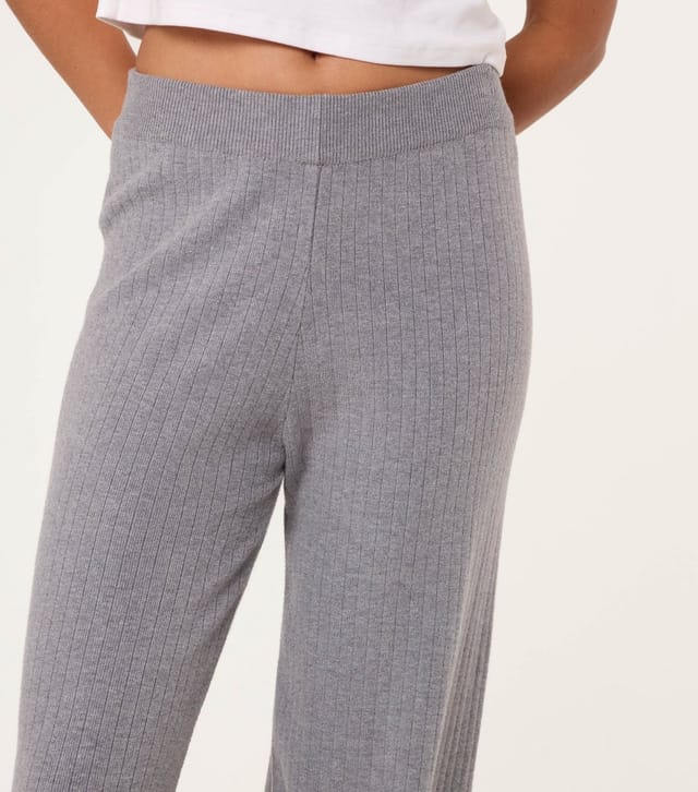 Blue Vanilla Women's Grey Knit Wide Leg Trousers Blue Vanilla New Look - 3
