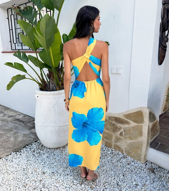 AX Paris Women's Yellow Twist Back One Shoulder Midi Dress AX Paris New Look - 3