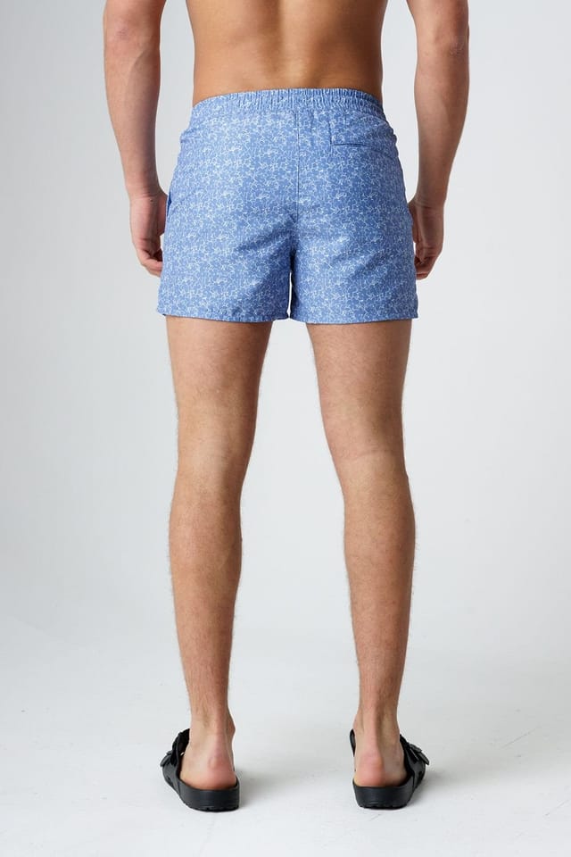Influence Influence Men's Elasticated Floral Print Swim Shorts in Blue - 2