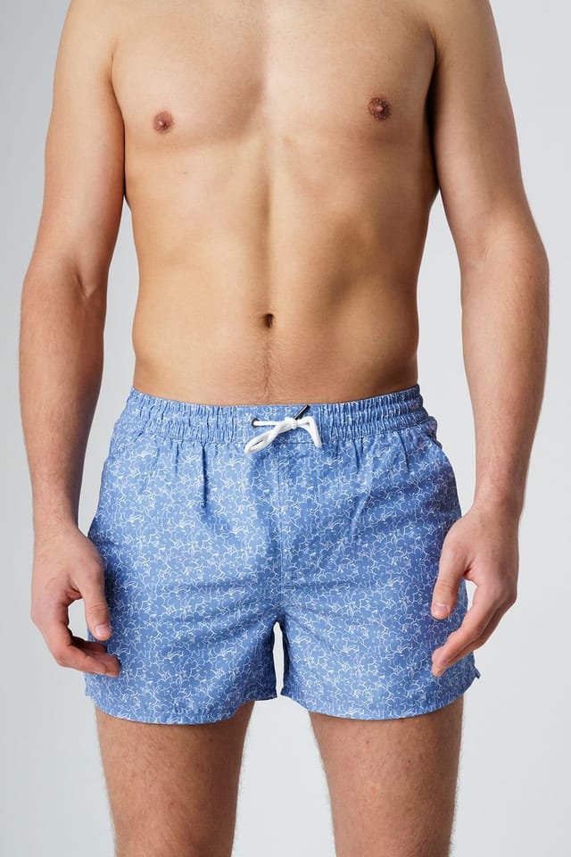 Influence Influence Men's Elasticated Floral Print Swim Shorts in Blue - 3