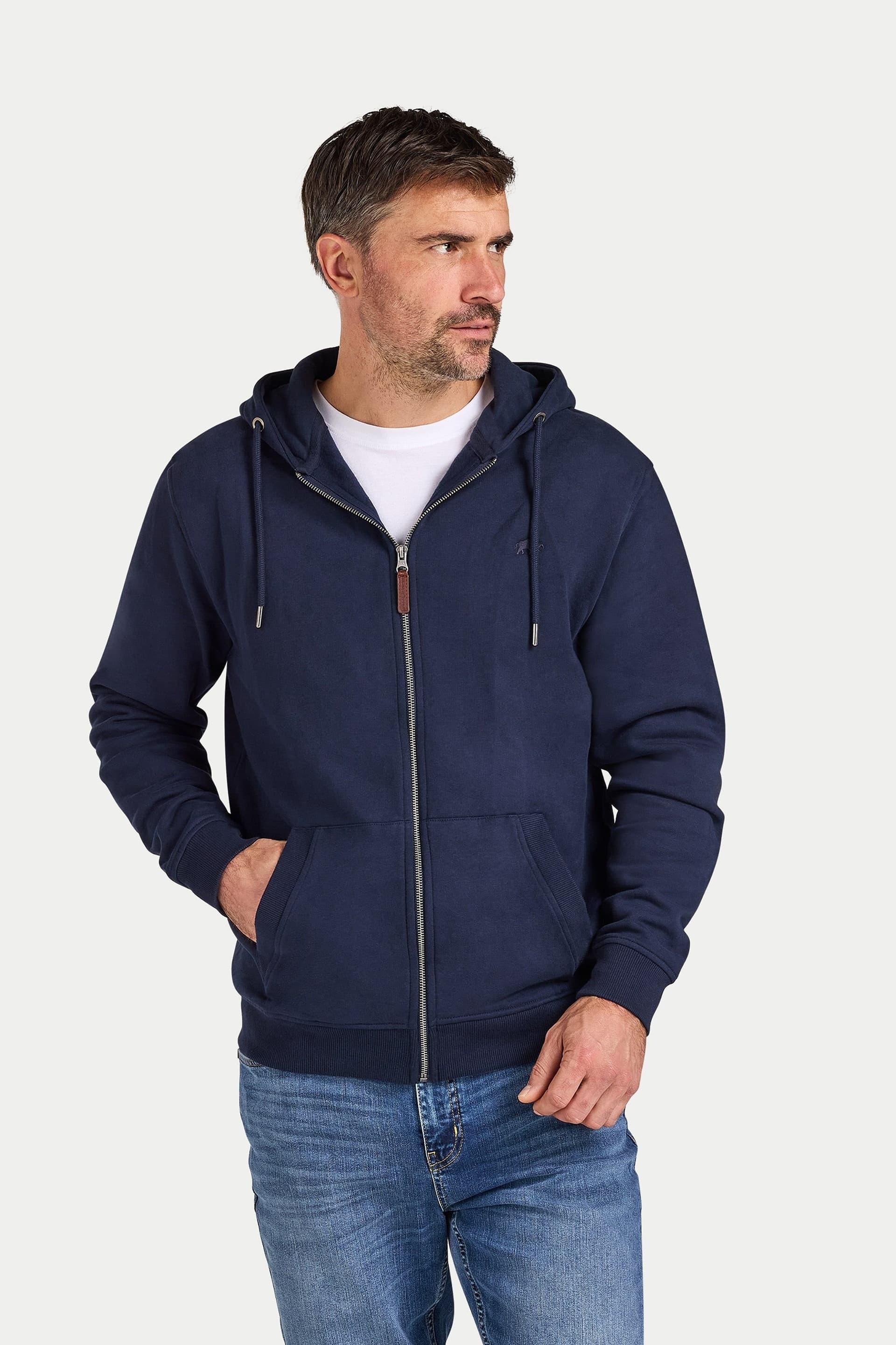 raging bull Raging Bull Men's Classic Zip Through Hoodie in Navy