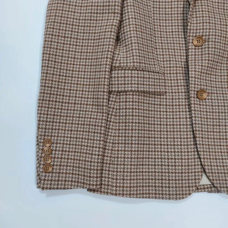 ASOS ASOS Design Men’s 32" EU 42 Blazer Beige Houndstooth 2 Button Jacket Sport Coat