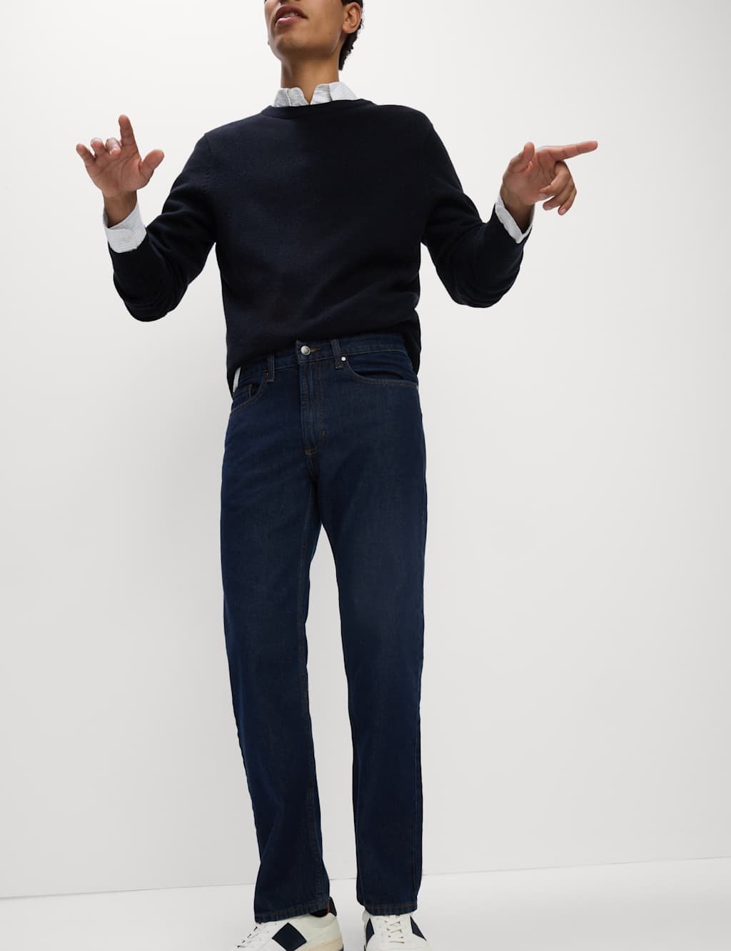 Marks & Spencer M&S Straight Fit Pure Cotton Jeans Indigo - 3