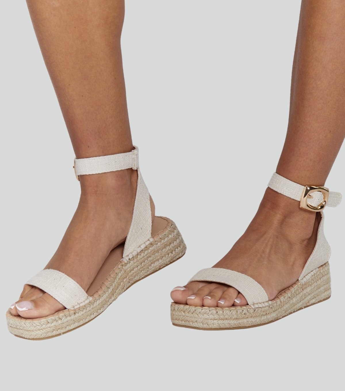 South Beach Women's Cream Cross Over Two Part Espadrille Sandals South Beach New Look - 3