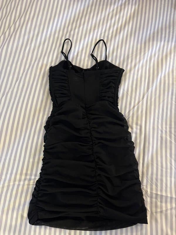 Bershka Ruched black corset mini dress