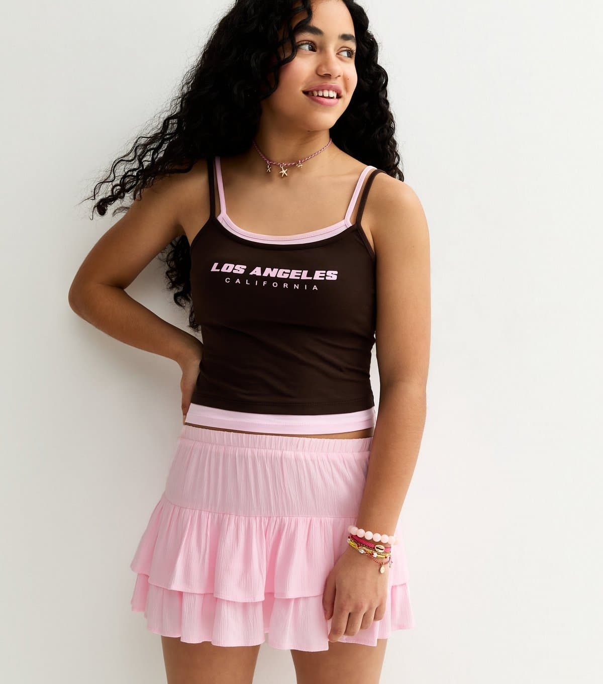 New Look Girls' Light Pink Crinkle Texture Rara Skort New Look