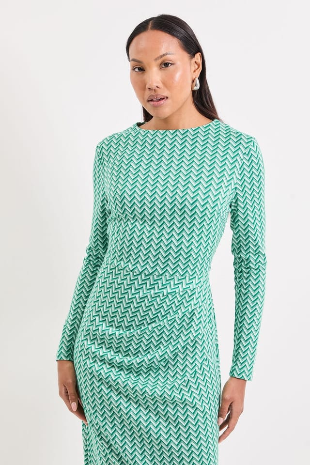 Principles Principles Women's Ponte Jacquard Ruched Maxi Dress in Green - 2