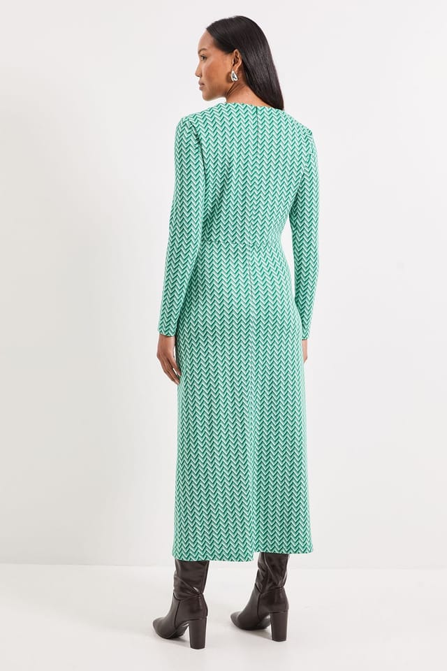 Principles Principles Women's Ponte Jacquard Ruched Maxi Dress in Green - 3