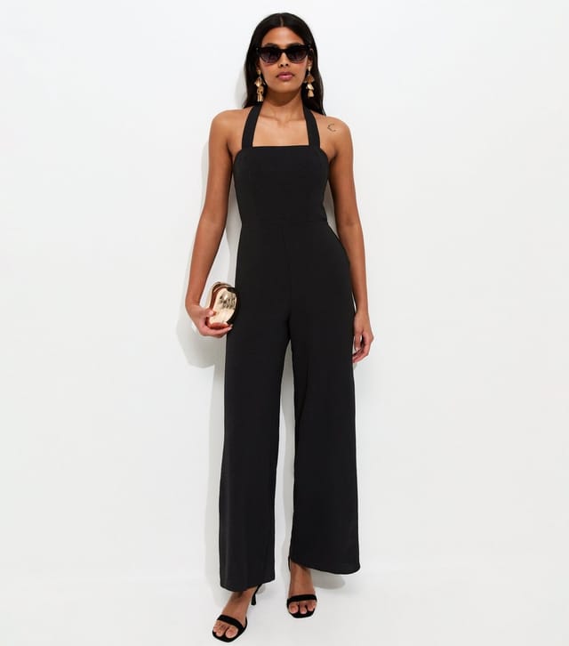 New Look Women's Black Square Neck Halter Strap Jumpsuit New Look - 2