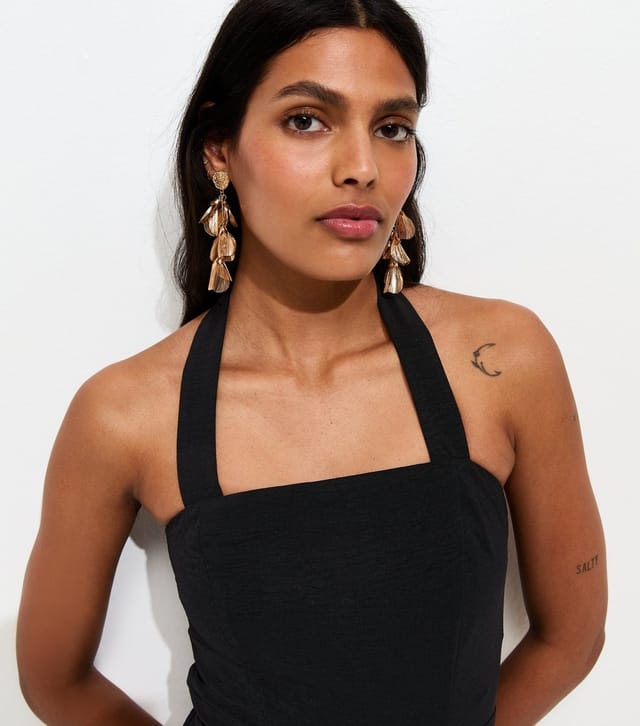 New Look Women's Black Square Neck Halter Strap Jumpsuit New Look - 3