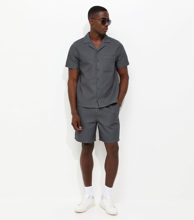 New Look Men's Dark Grey Regular Waffle Shirt New Look - 3