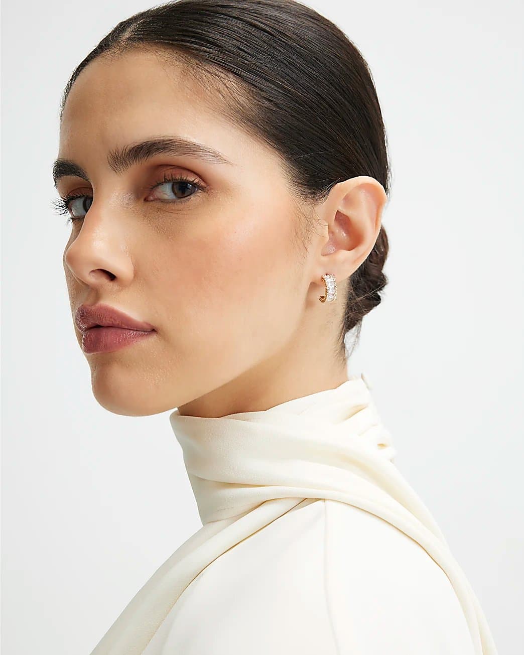 River Island River Island Womens Gold Diamond Simulant Mini Hoop Earrings
