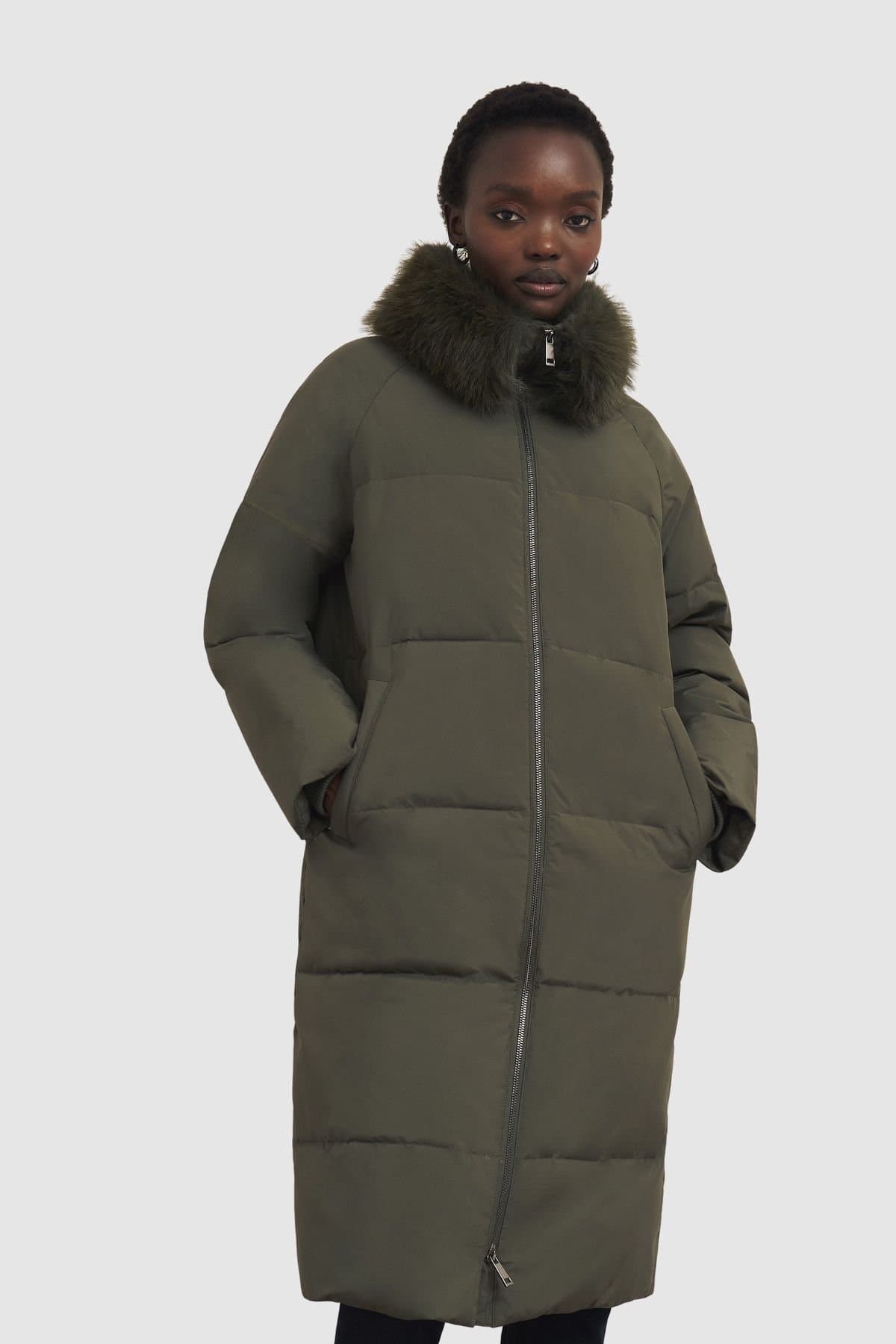 Hobbs London Hobbs London Women's Frome Puffer Jacket in Dark Olive