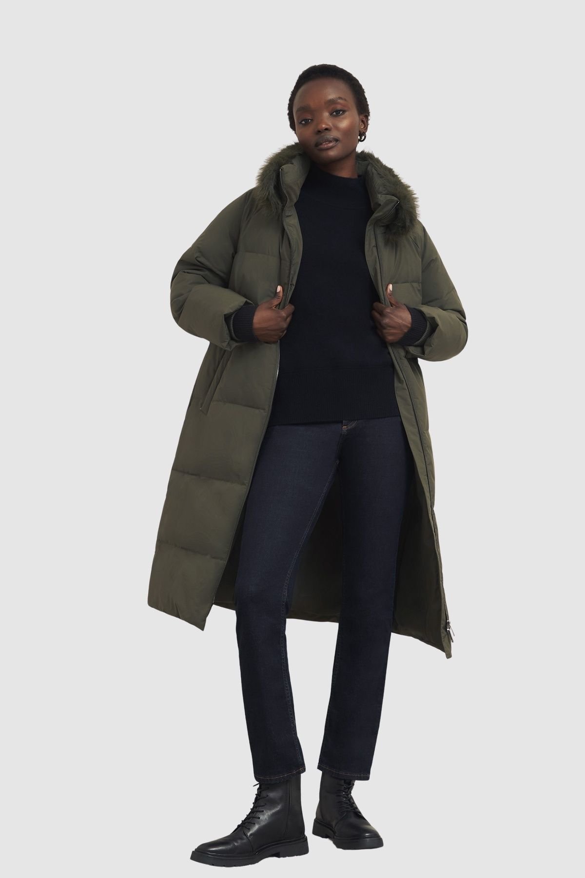 Hobbs London Hobbs London Women's Frome Puffer Jacket in Dark Olive - 3