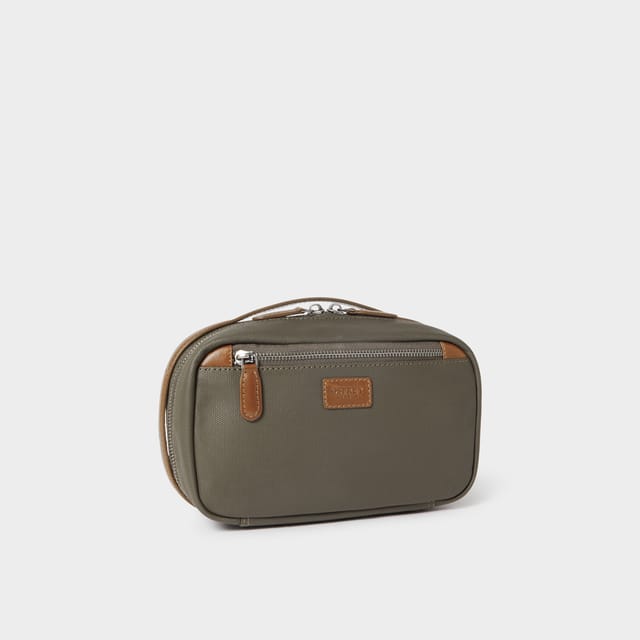 OSPREY LONDON OSPREY LONDON Men's The Frontline Waxed Canvas & Leather Tech Travel Pouch in Khaki - 2