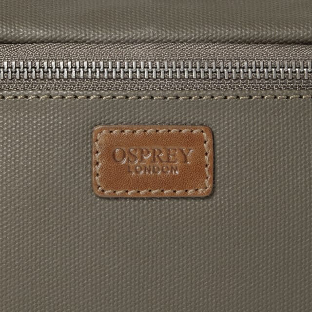 OSPREY LONDON OSPREY LONDON Men's The Frontline Waxed Canvas & Leather Tech Travel Pouch in Khaki - 3