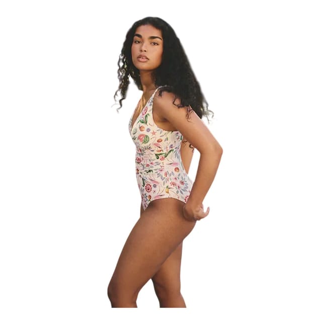 Cath Kidston Cath Kidston Women's Flamingo Plunge One Piece Swimsuit in White - 2