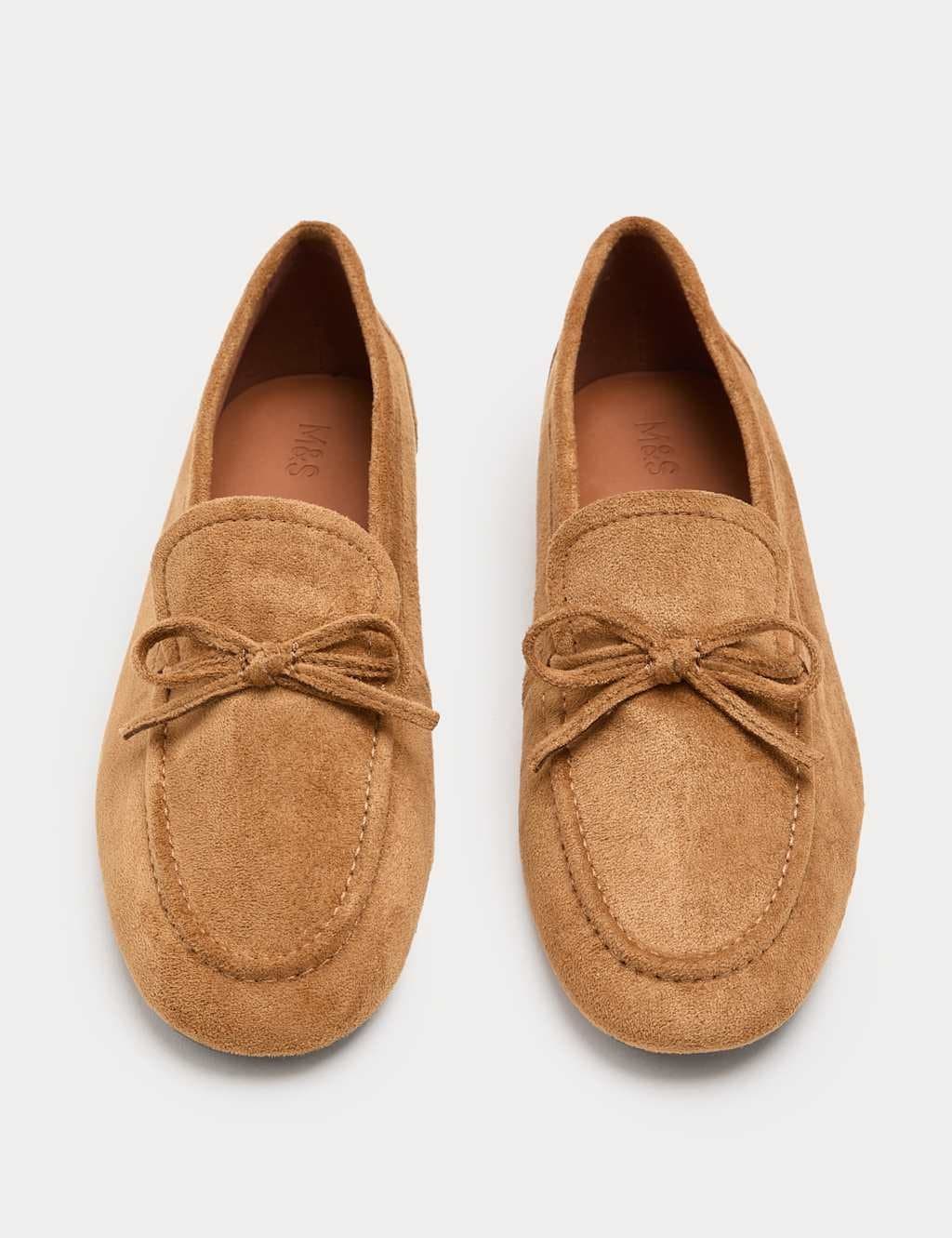 Marks & Spencer M&S Bow Flat Loafer Pumps in Tan