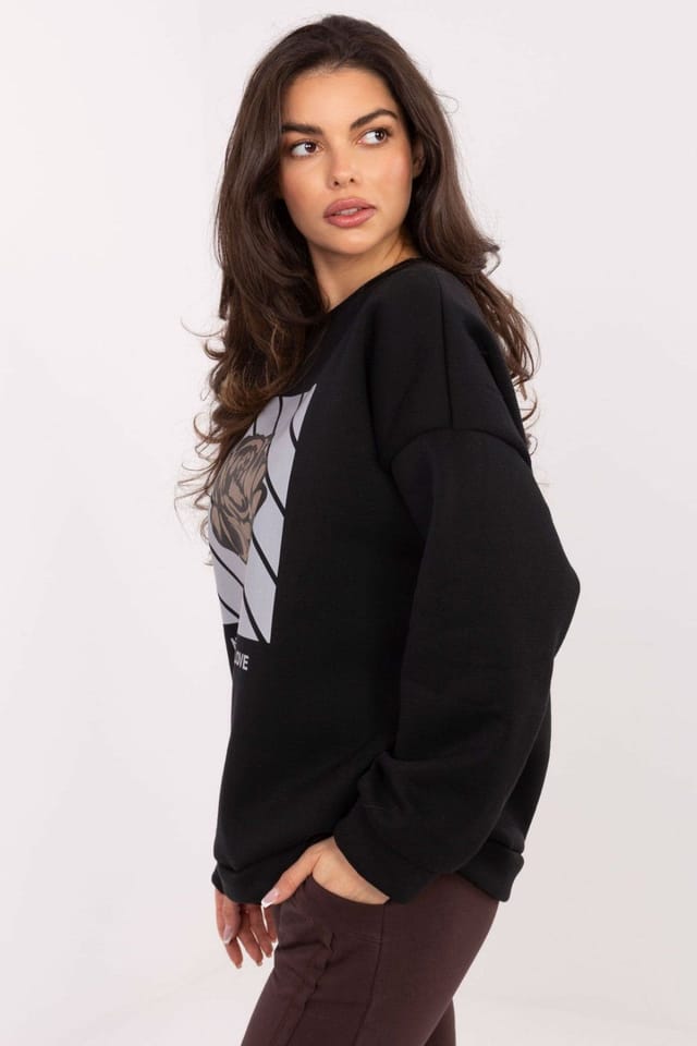 Love Lace Love Lace Women's Slogan Print Casual Sweatshirt in Black - 2