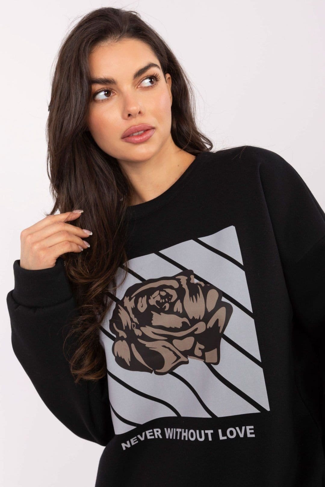 Love Lace Love Lace Women's Slogan Print Casual Sweatshirt in Black - 4